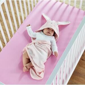Little Star Organics Baby Bath Pink Hood Towel Bunny Super Soft